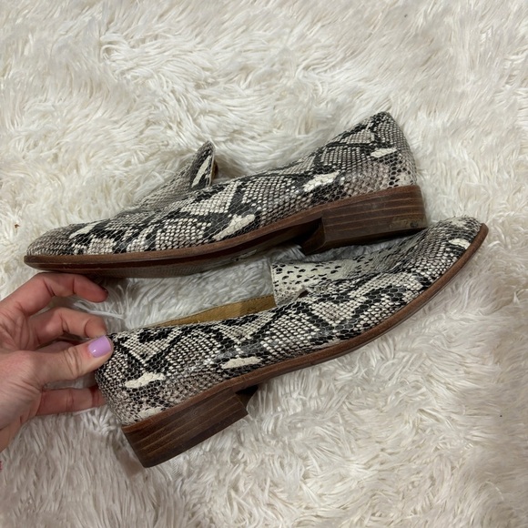 MADEWELL The Frances Loafer Stamped Snake Leather Slip On Shoe Black Cream 9.5 - Picture 8 of 13